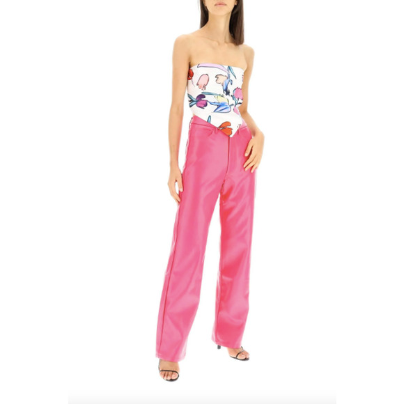 ROTATE Birger Christensen 'Rotie' Monogram Faux Leather Pink Pants - Picture 8 of 14